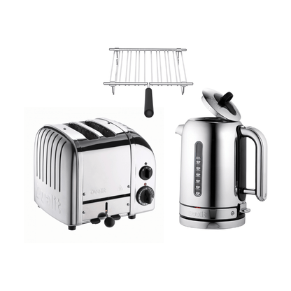 Dualit Frühstücksset inkl. 2er Toaster + 1,7 L Wasserkocher und Brötchenaufsatz