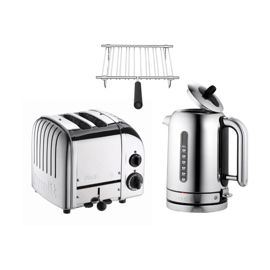 Dualit Frühstücksset inkl. 2er Toaster + 1,7 L Wasserkocher und Brötchenaufsatz
