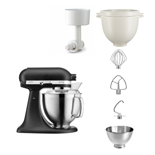 KitchenAid 4,8 L 5KSM185 Artisan Küchenmaschine Breadlover Messerschmidt Getreidemühlenvorsatz, Brotbackschüssel