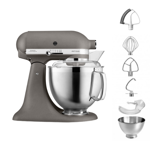 KitchenAid 4,8 L 5KSM185 Artisan Küchenmaschine Flexiset Artisan + Flexirührer