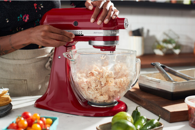 KitchenAid 4,8 L 5KSM185 Artisan Küchenmaschine Beginnerset Artisan Gemüseschneider+Flexirührer